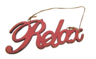Drewniany napis Relax VINTAGE (14x7 cm) RÓŻOWY